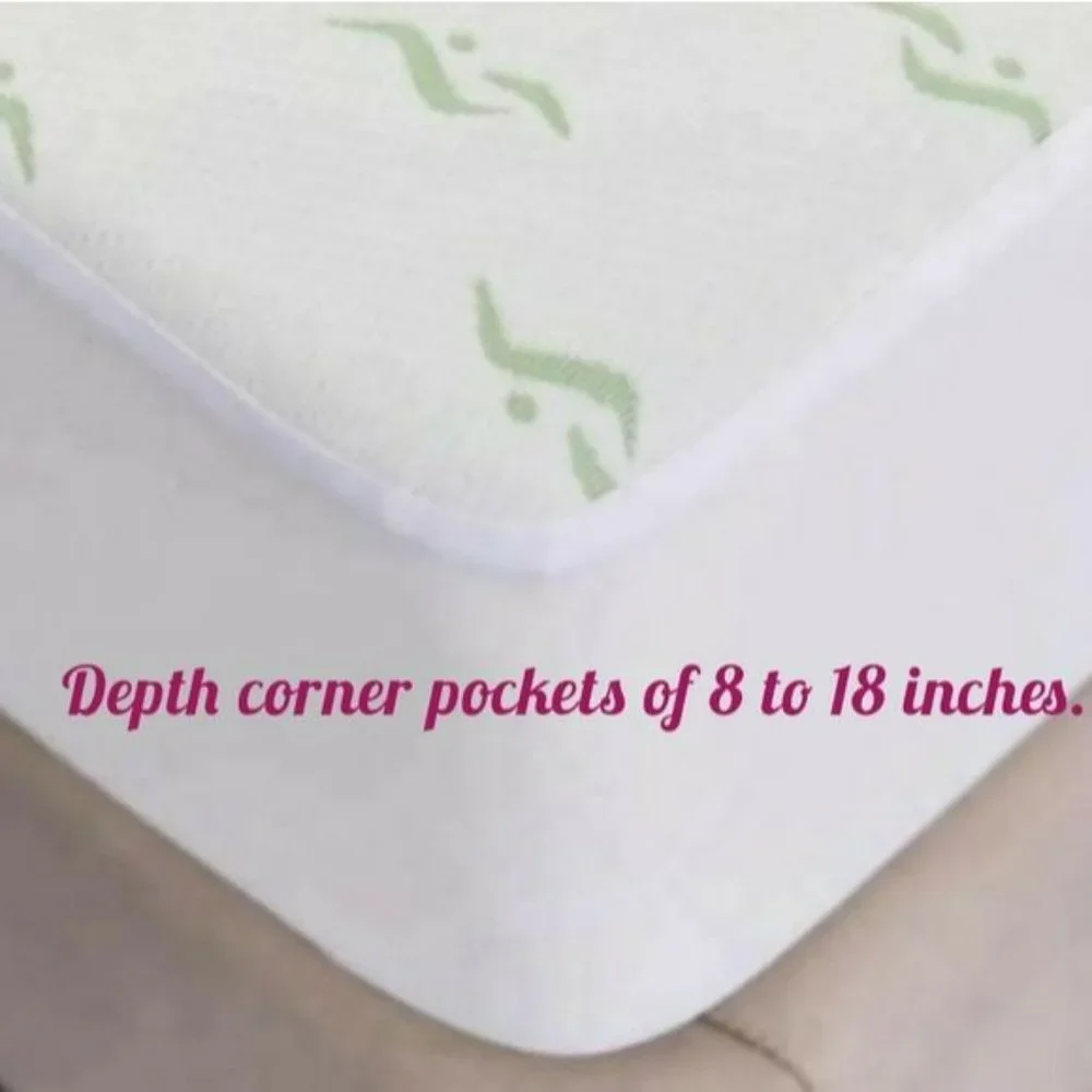Waterproof Mattress Protector And Pillowcase Breathable Bamboo Jacquard Set Twin